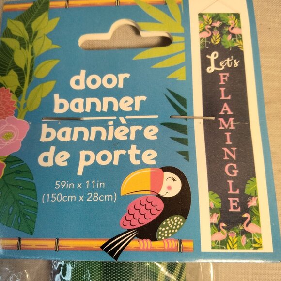 Lets Flamingle Door Banner Tropical Themed Party Decoration Dorm 59 x 11 - Picture 5 of 10